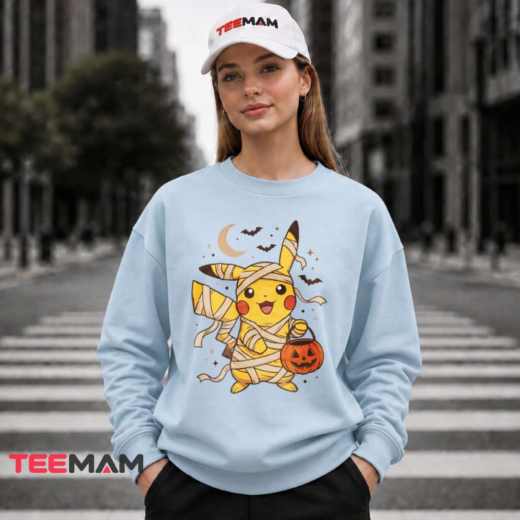Mummy Wrap Pikachu Pumpkin Basket Pokemon Halloween Long Sleeve Mummy Wrap Pikachu Pumpkin Basket Pokemon Halloween Long Sleeve