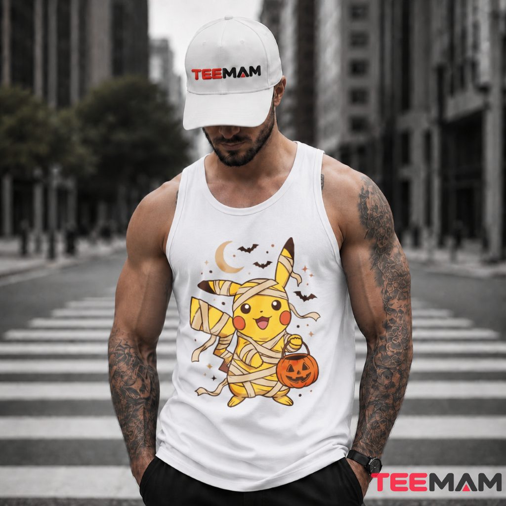 Mummy Wrap Pikachu Pumpkin Basket Pokemon Halloween Tank Top Mummy Wrap Pikachu Pumpkin Basket Pokemon Halloween Tank Top