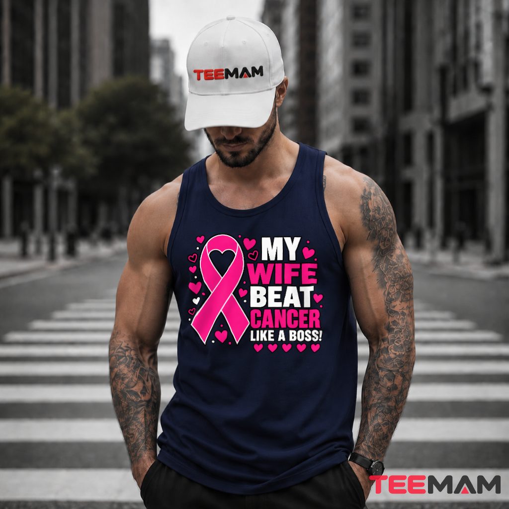 My Wife Beat Cancer Like A Boss Ribbon Tank Top My Wife Beat Cancer Like A Boss Ribbon Tank Top