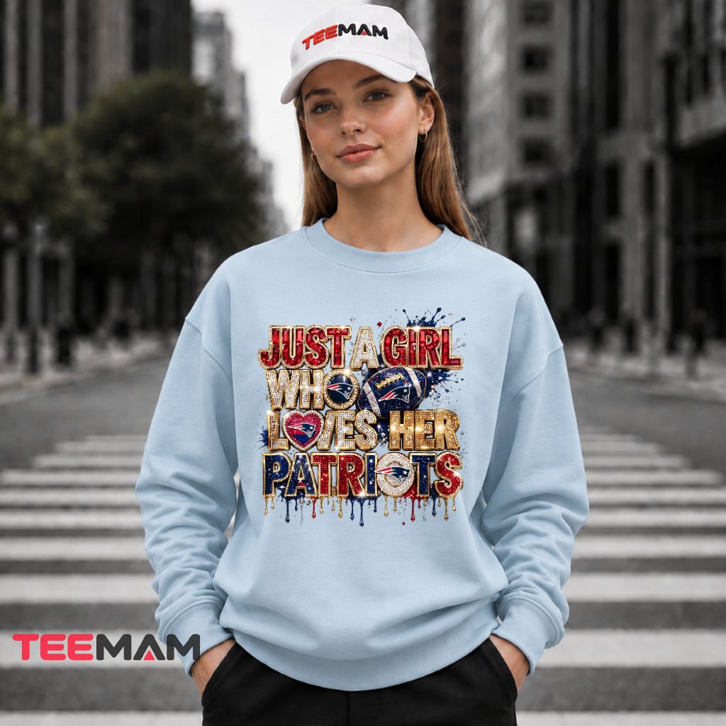 New England Patriots Bling Girl Loves Long Sleeve New England Patriots Bling Girl Loves Long Sleeve