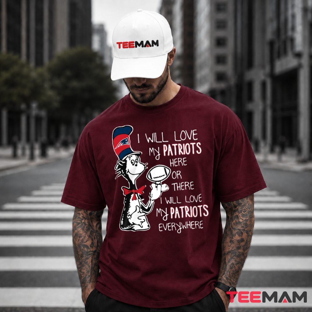 New England Patriots Cat In Hat Love T-Shirt