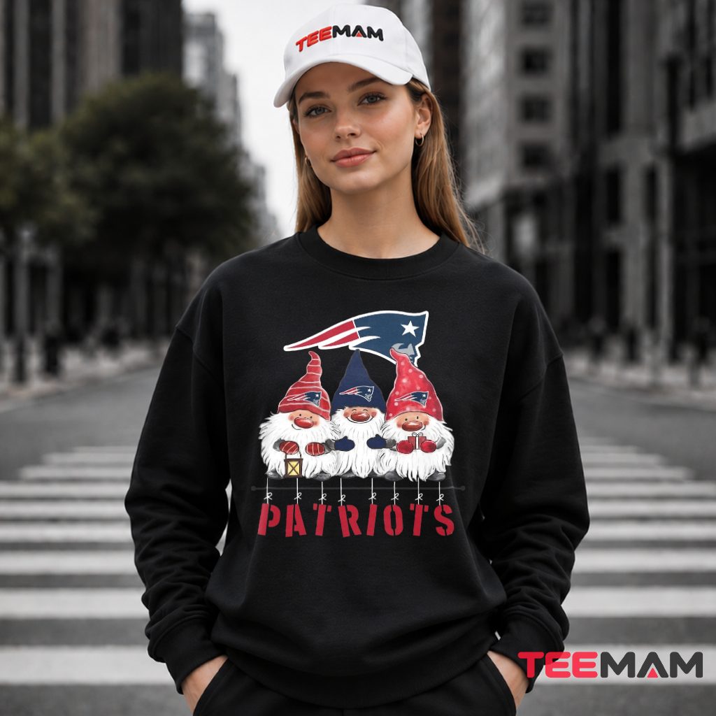 New England Patriots Christmas Gnomes Trio Long Sleeve New England Patriots Christmas Gnomes Trio Long Sleeve