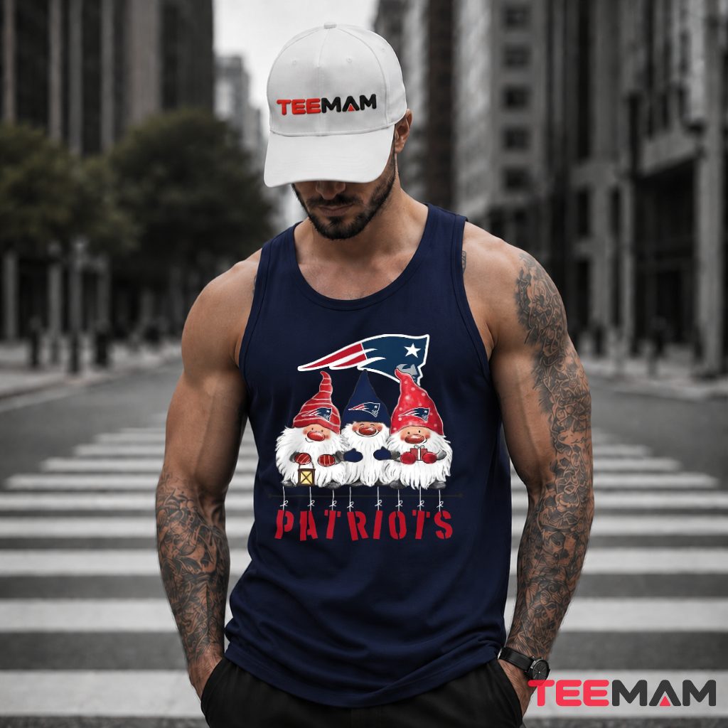 New England Patriots Christmas Gnomes Trio Tank Top New England Patriots Christmas Gnomes Trio Tank Top