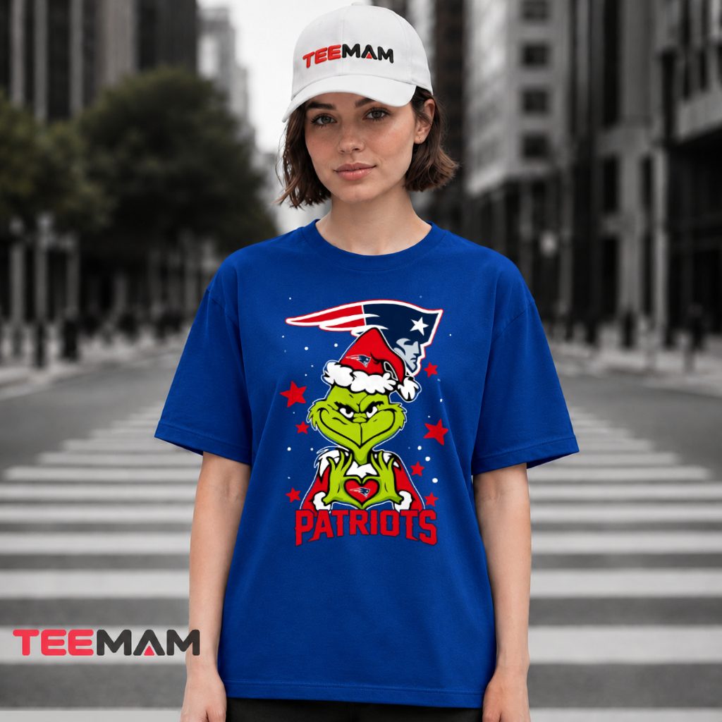 New England Patriots Grinch Christmas Heart T-Shirt