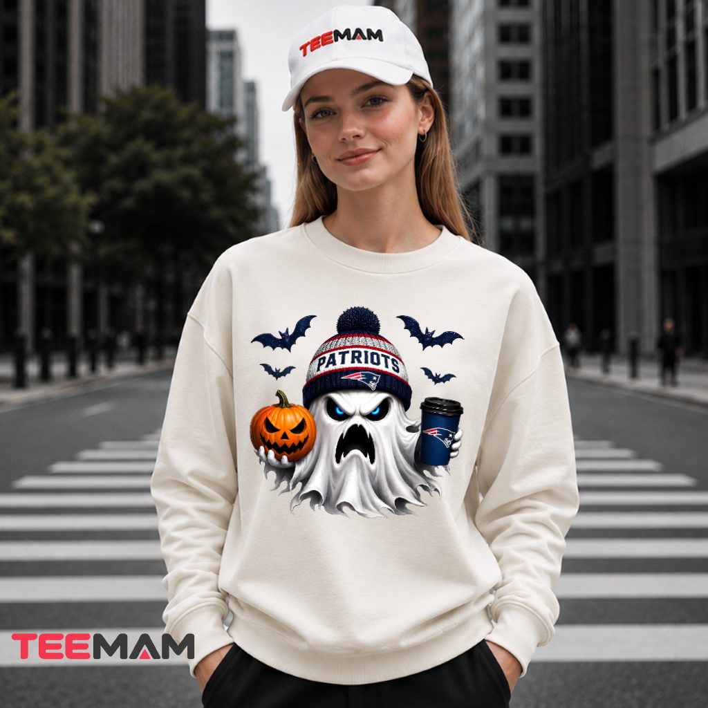 New England Patriots Halloween Ghost Beanie Long Sleeve New England Patriots Halloween Ghost Beanie Long Sleeve