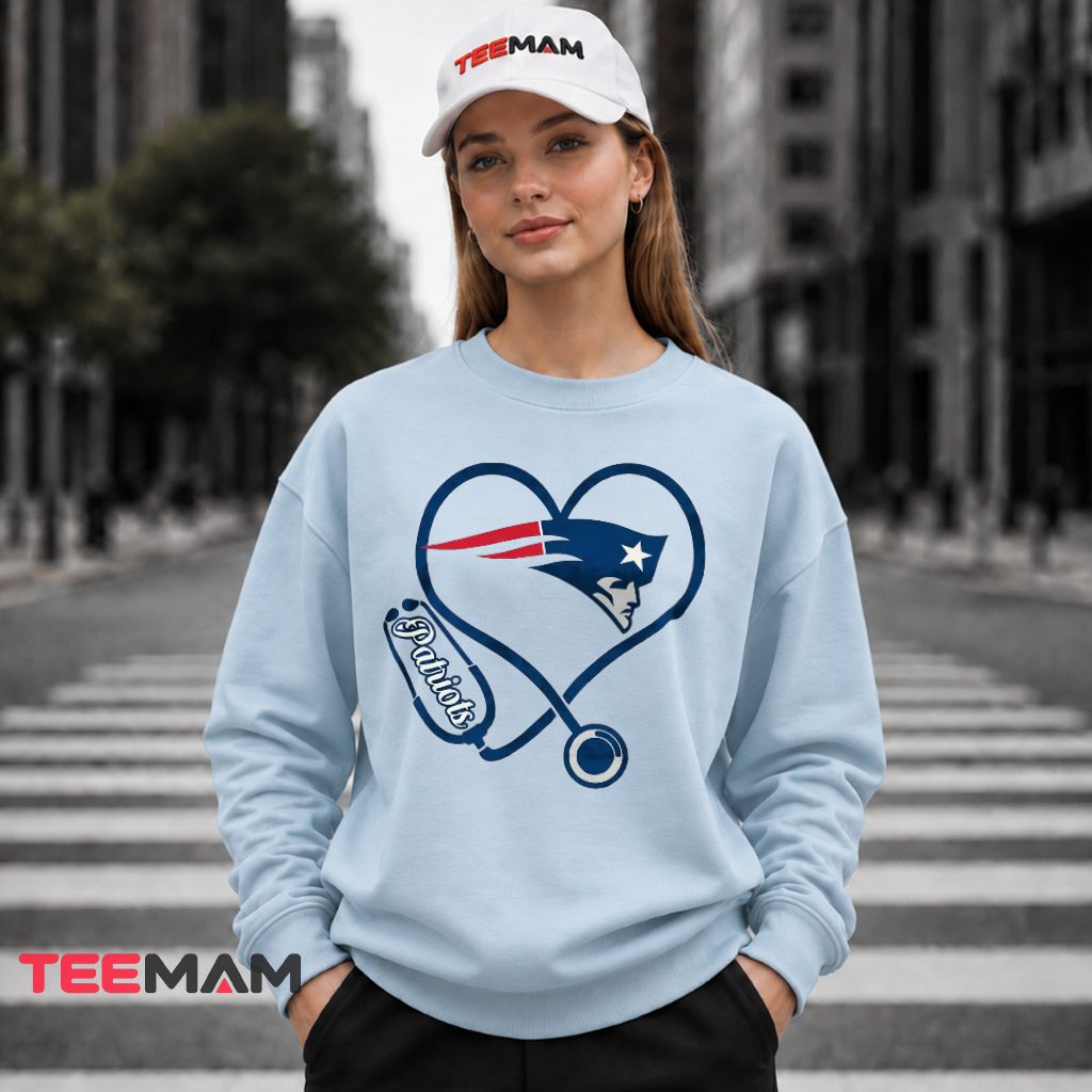 New England Patriots Nurse Heart Stethoscope Long Sleeve New England Patriots Nurse Heart Stethoscope Long Sleeve