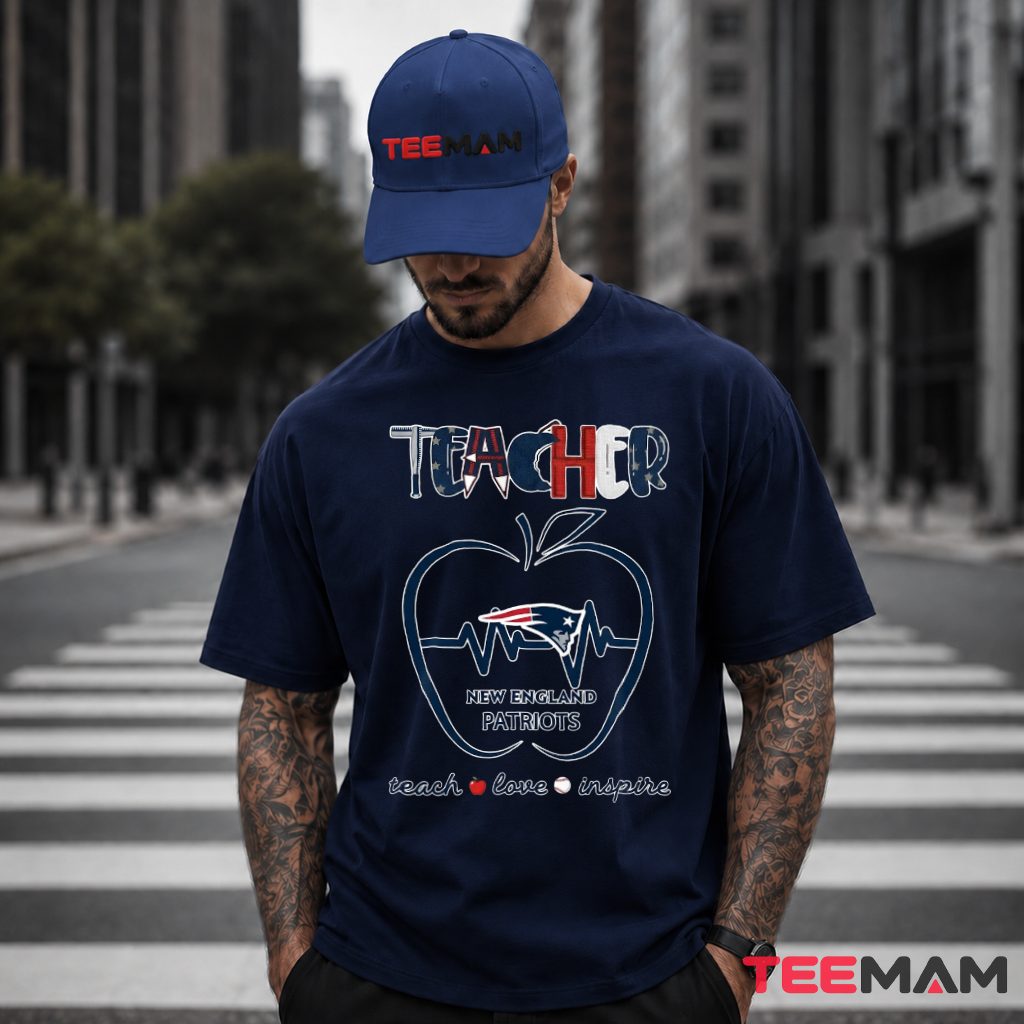 New England Patriots Teacher Apple Heartbeat T-Shirt