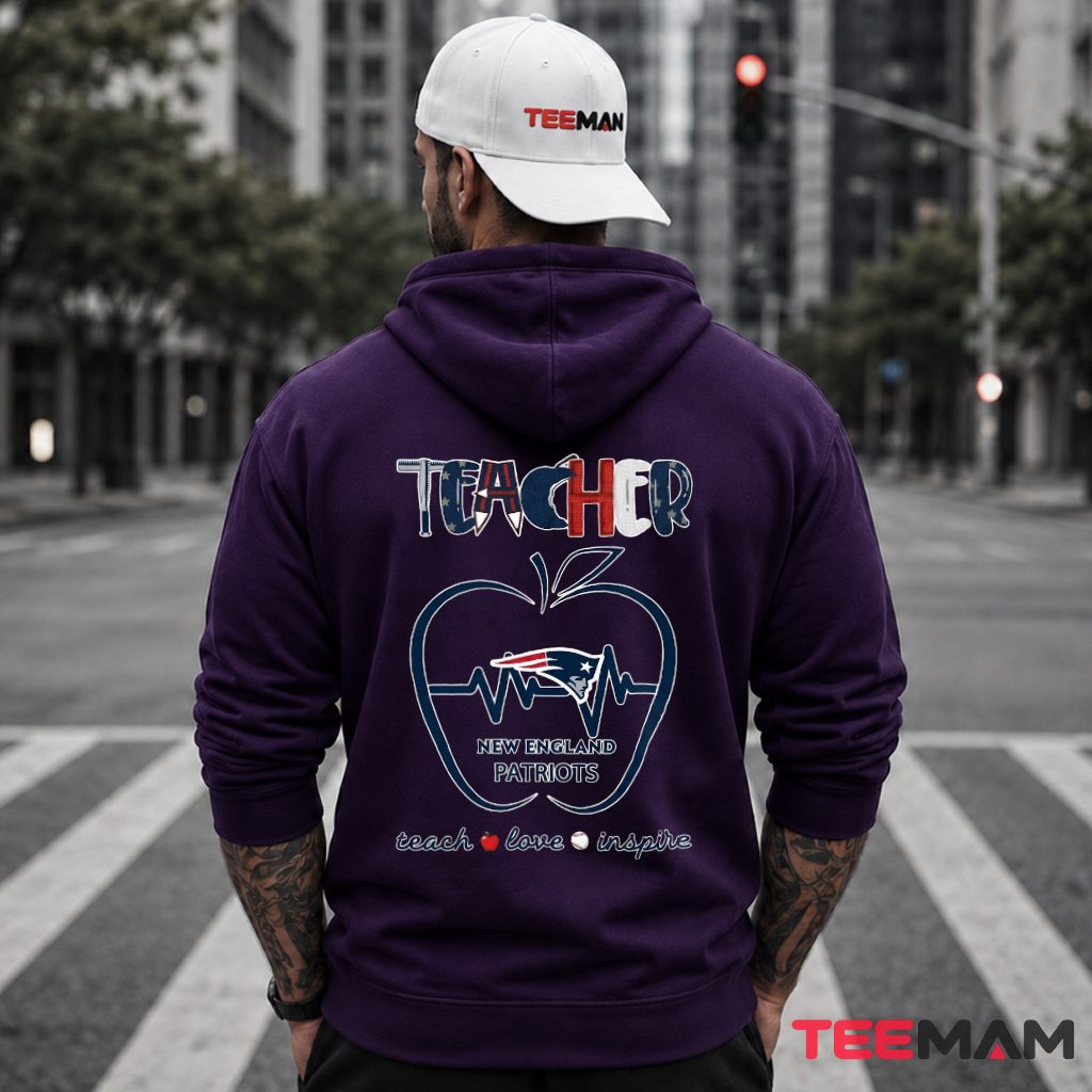 New England Patriots Teacher Apple Heartbeat Hoodie New England Patriots Teacher Apple Heartbeat Hoodie