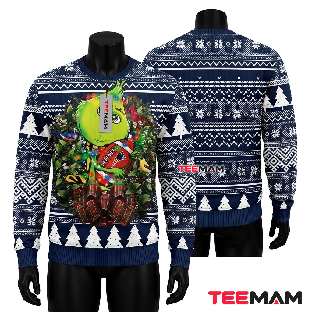 New England Patriots Ugly Christmas Sweater Gingerbread Man Design New England Patriots Ugly Christmas Sweater Gingerbread Man Design