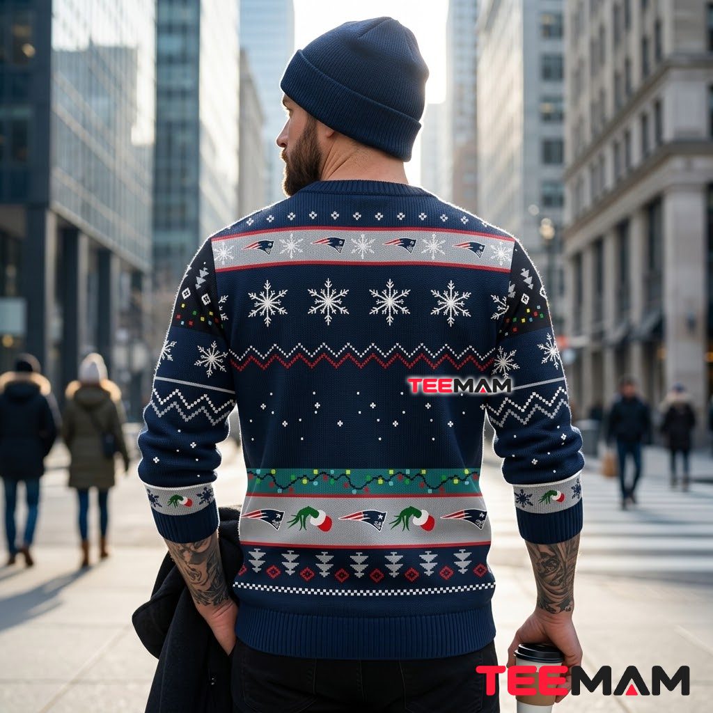 New England Patriots Ugly Christmas Sweater Grinch Family Xmas Design Version 3 New England Patriots Ugly Christmas Sweater Grinch Family Xmas Design Version 3