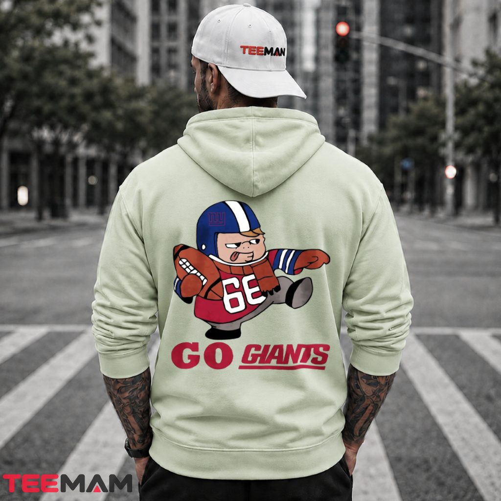 New York Giants Cartoon Player Kicking Hoodie New York Giants Cartoon Player Kicking Hoodie