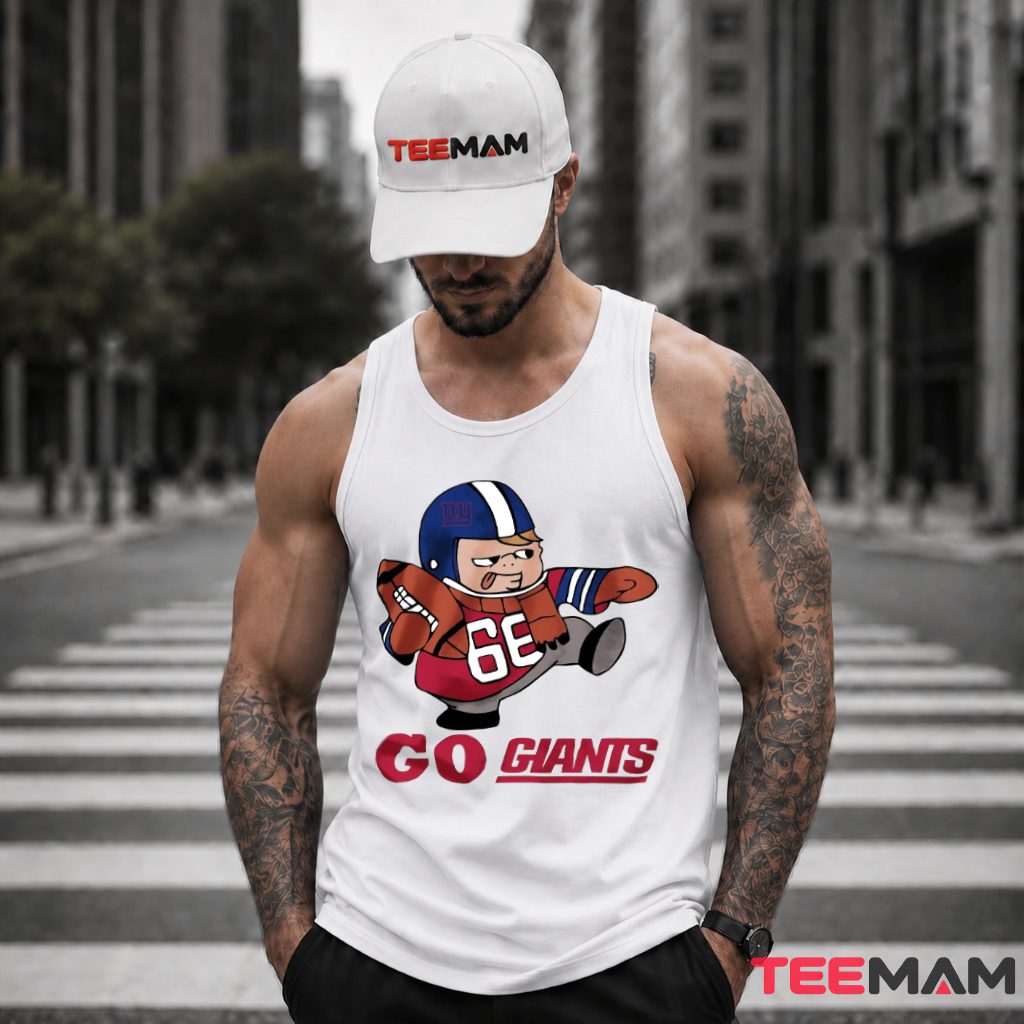 New York Giants Cartoon Player Kicking Tank Top New York Giants Cartoon Player Kicking Tank Top