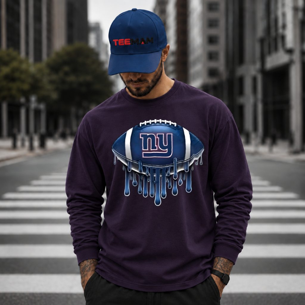 New York Giants Football Drip Sparkle Long Sleeve New York Giants Football Drip Sparkle Long Sleeve