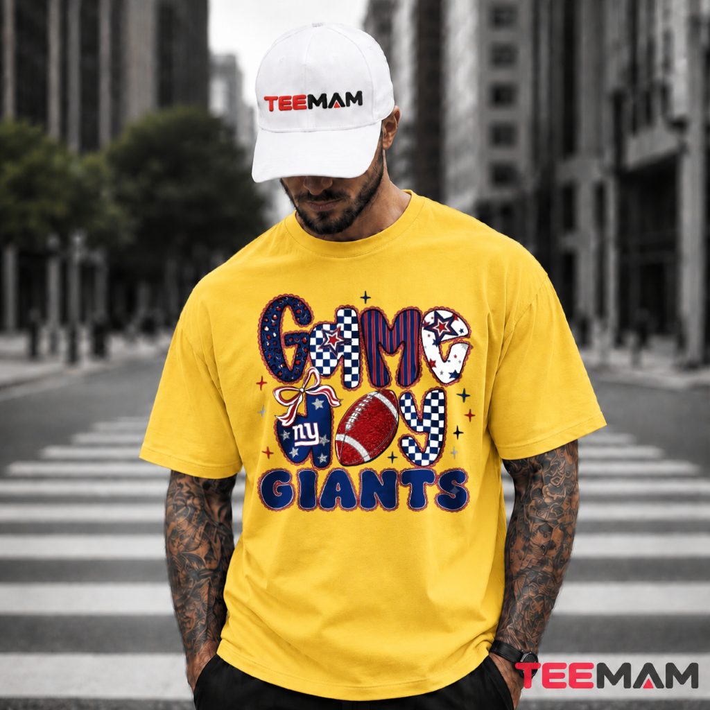 New York Giants Game Day Bow Football T-Shirt