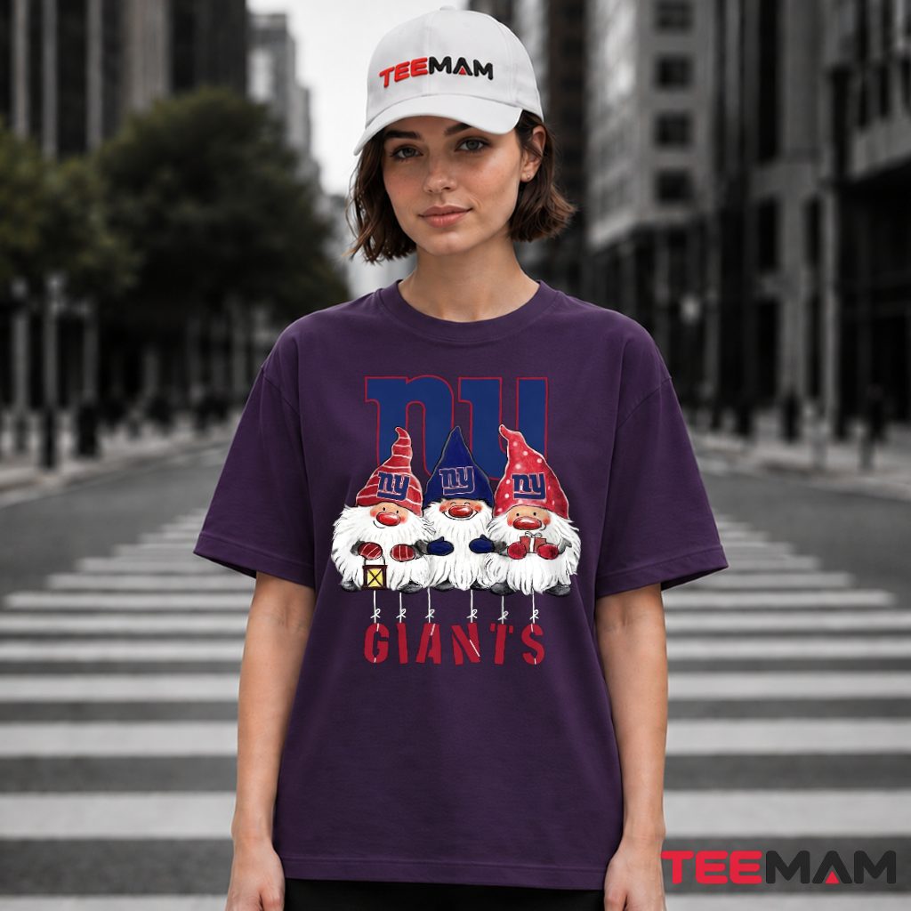 New York Giants Gnomes Christmas Trio T-Shirt