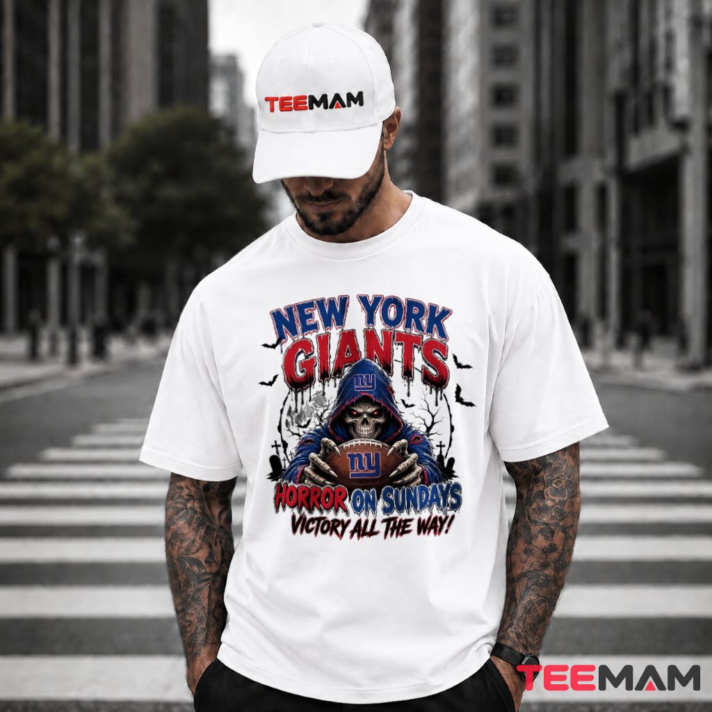 New York Giants Grim Reaper Skull Football T-Shirt
