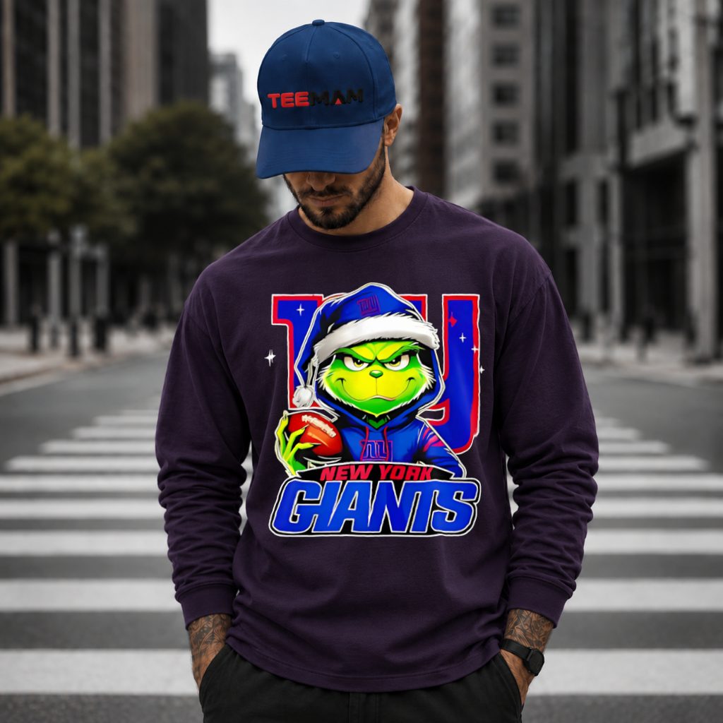 New York Giants Grinch Santa Ornament Long Sleeve New York Giants Grinch Santa Ornament Long Sleeve