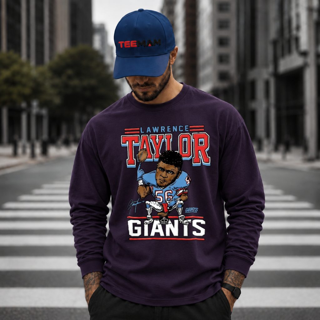 New York Giants Lawrence Taylor Caricature Long Sleeve New York Giants Lawrence Taylor Caricature Long Sleeve