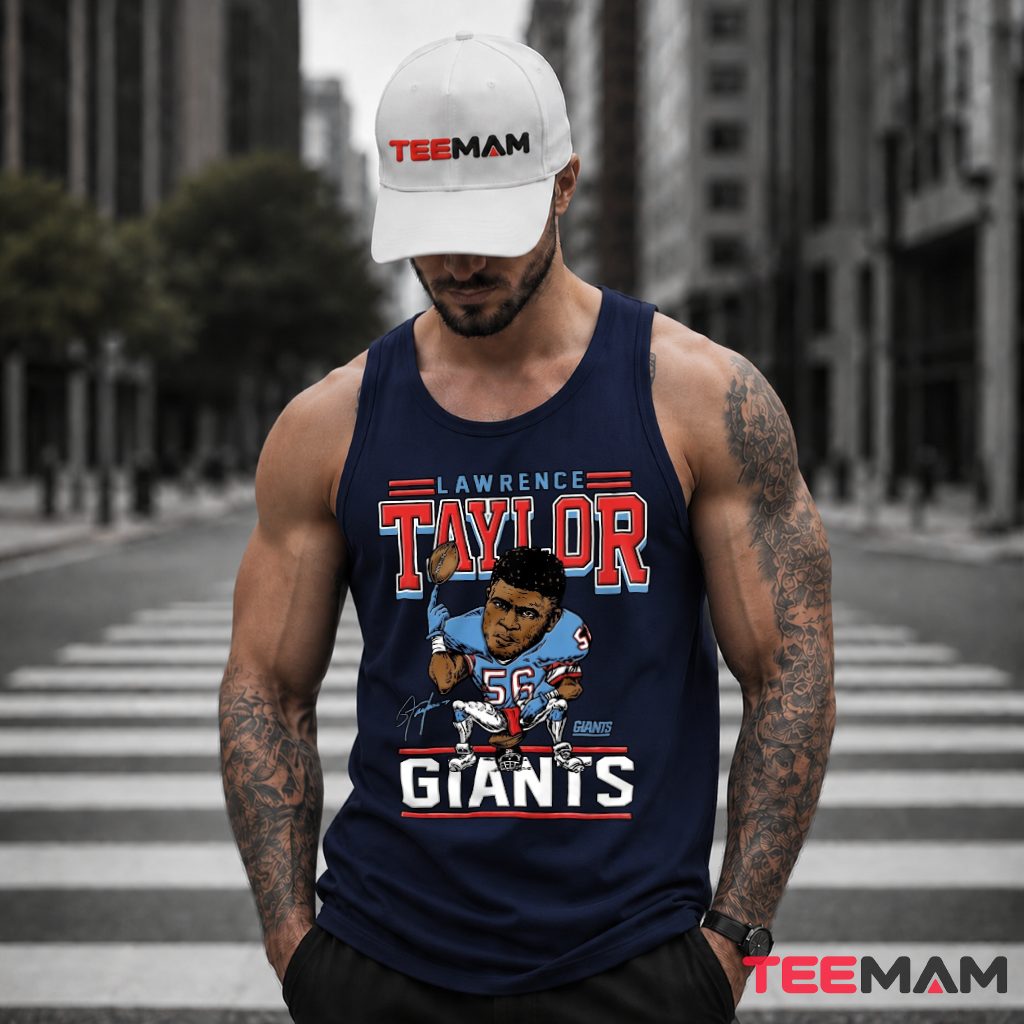 New York Giants Lawrence Taylor Caricature Tank Top New York Giants Lawrence Taylor Caricature Tank Top