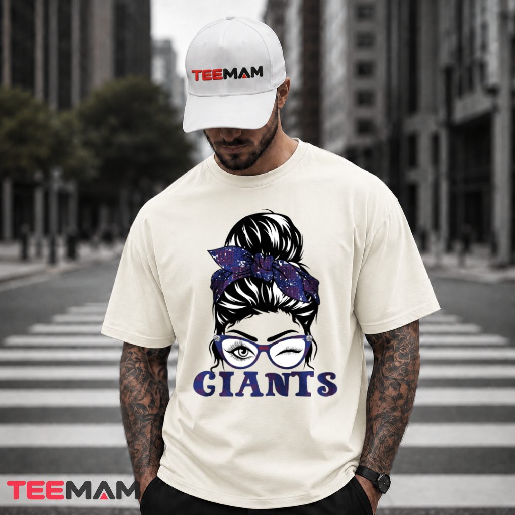 New York Giants Messy Bun Mom T-Shirt