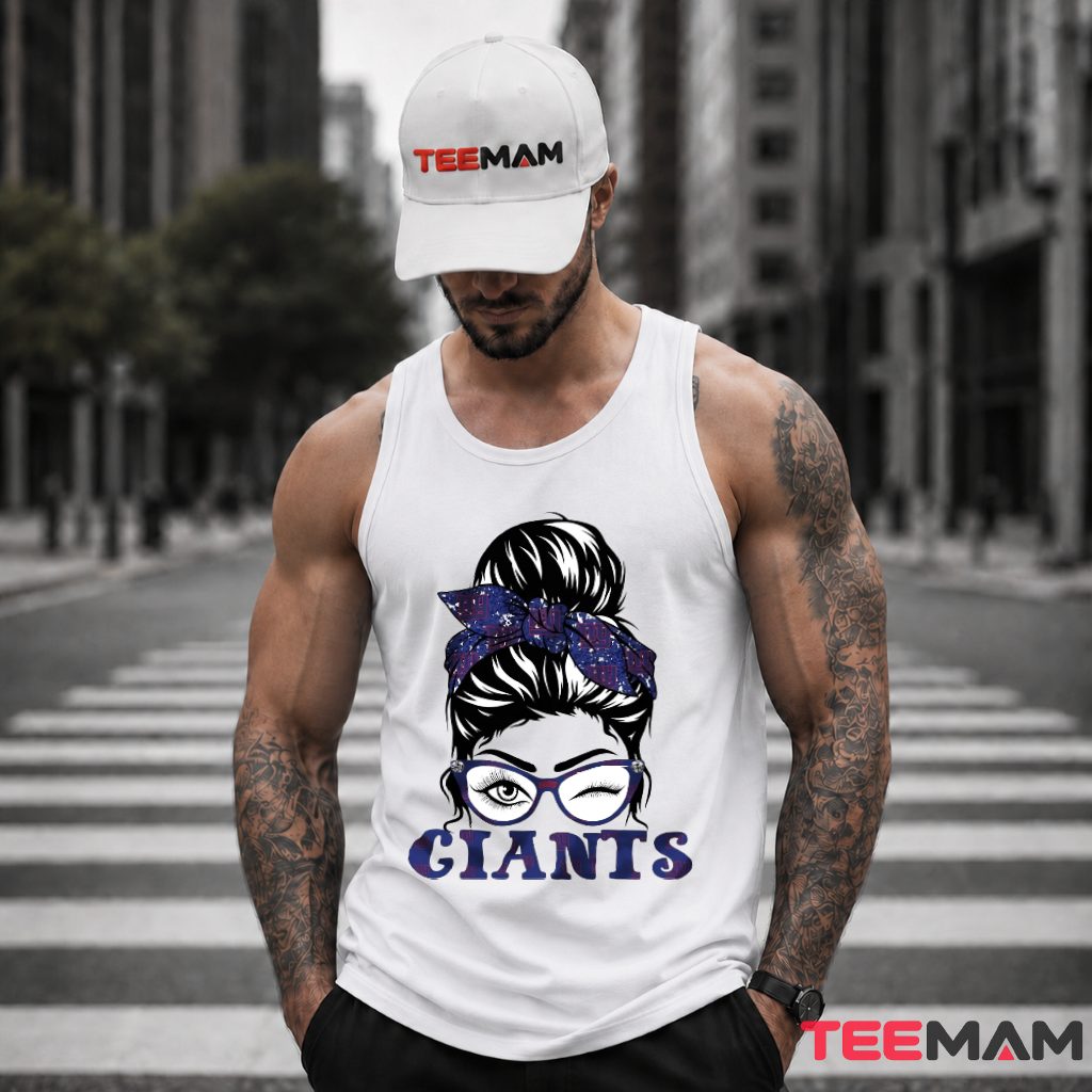 New York Giants Messy Bun Mom Tank Top New York Giants Messy Bun Mom Tank Top