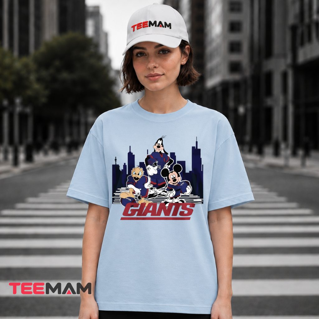 New York Giants Mickey Goofy Donald Skyline T-Shirt