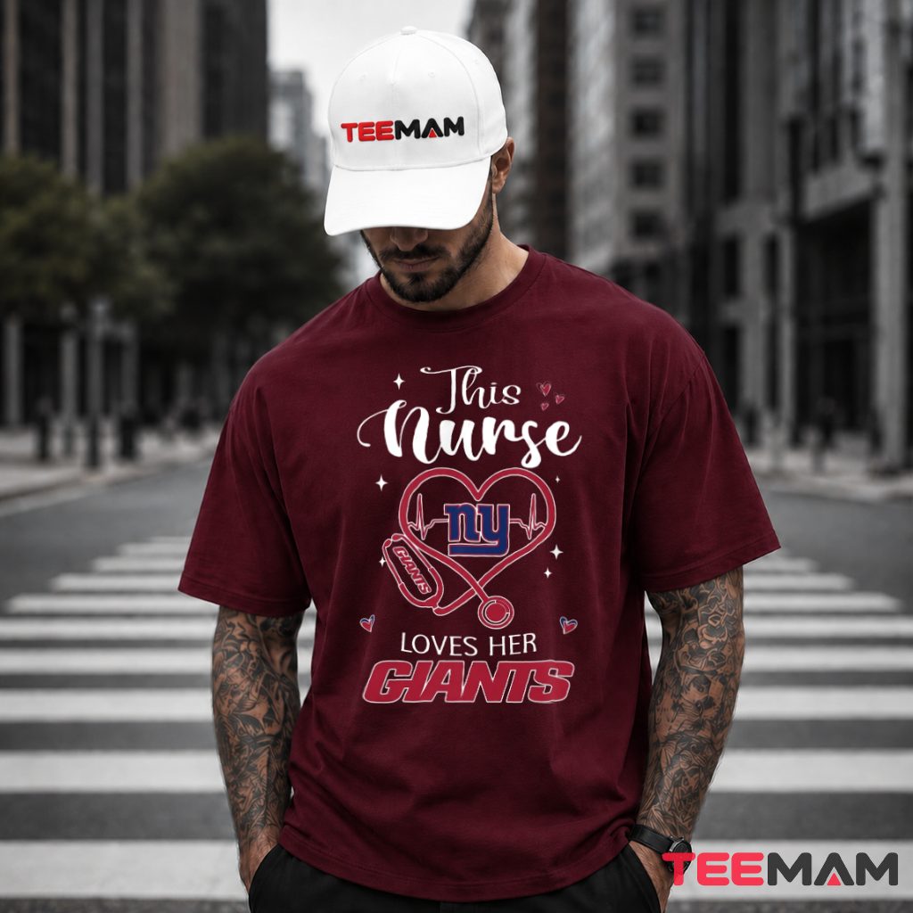 New York Giants Nurse Stethoscope Heart T-Shirt