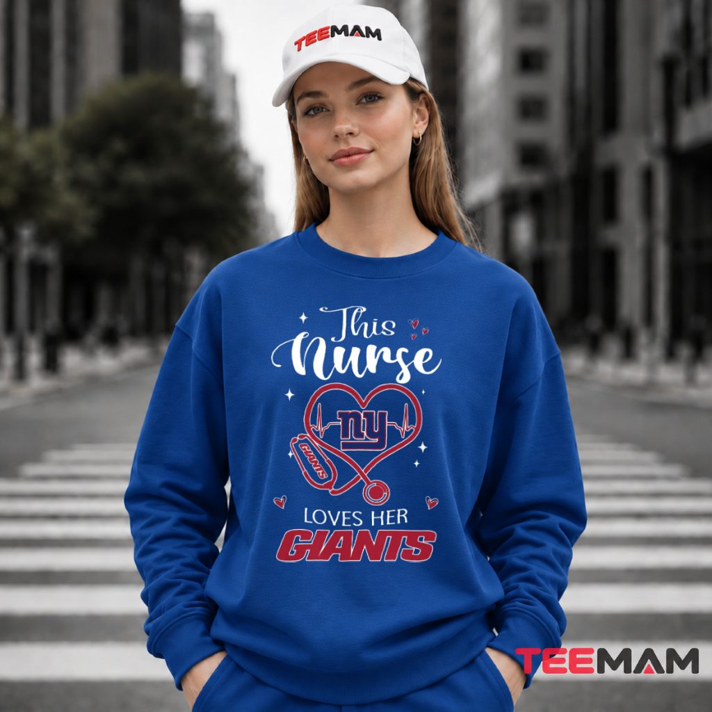 New York Giants Nurse Stethoscope Heart Long Sleeve New York Giants Nurse Stethoscope Heart Long Sleeve