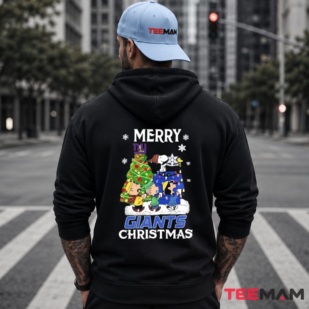 New York Giants Peanuts Snoopy Christmas Tree Hoodie New York Giants Peanuts Snoopy Christmas Tree Hoodie
