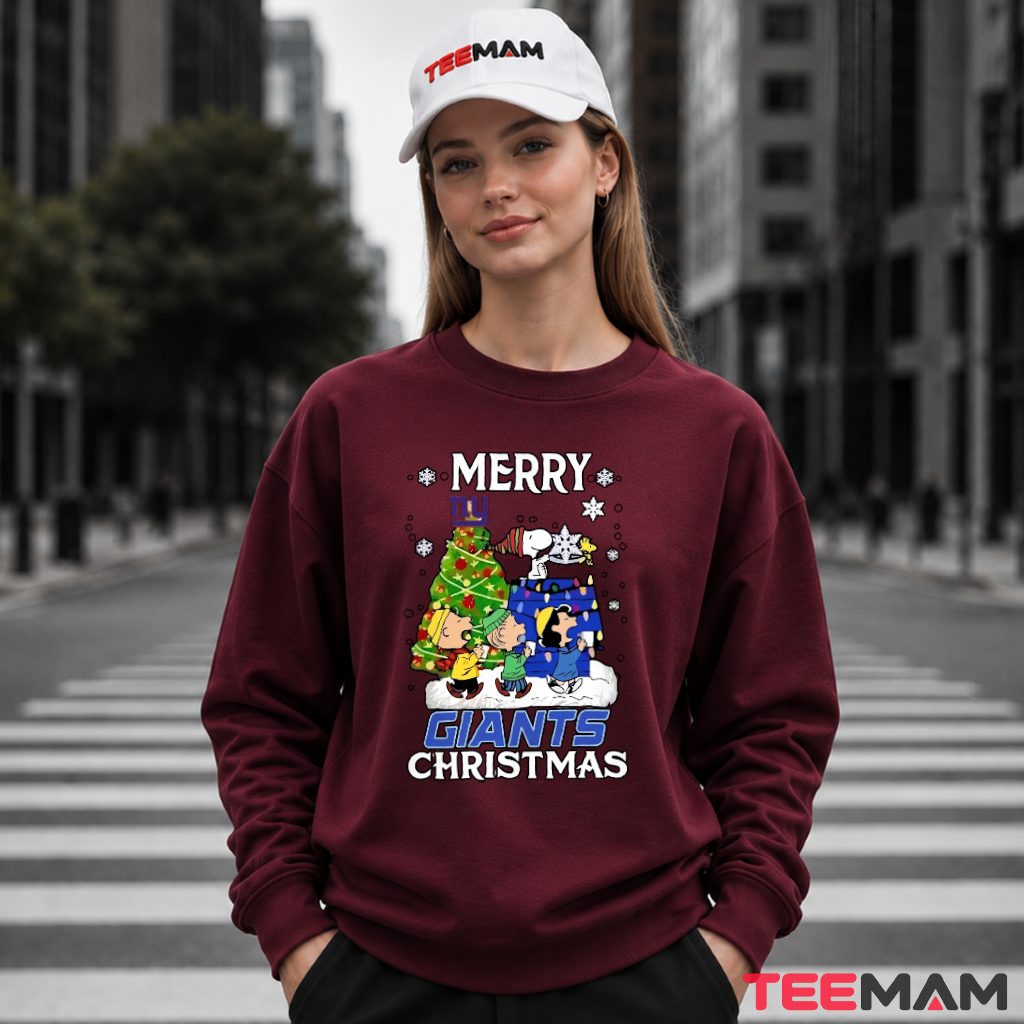 New York Giants Peanuts Snoopy Christmas Tree Long Sleeve New York Giants Peanuts Snoopy Christmas Tree Long Sleeve