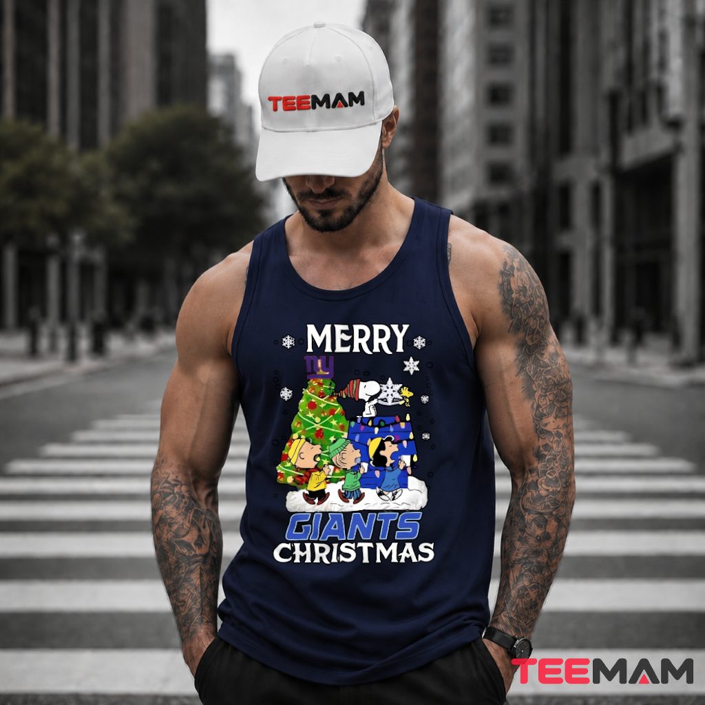 New York Giants Peanuts Snoopy Christmas Tree Tank Top New York Giants Peanuts Snoopy Christmas Tree Tank Top