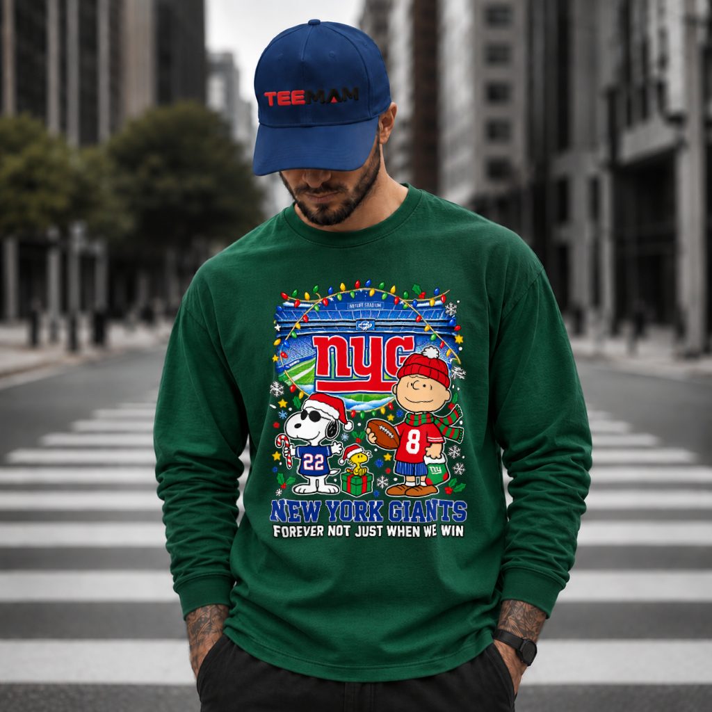 New York Giants Snoopy Charlie Brown Stadium Long Sleeve New York Giants Snoopy Charlie Brown Stadium Long Sleeve