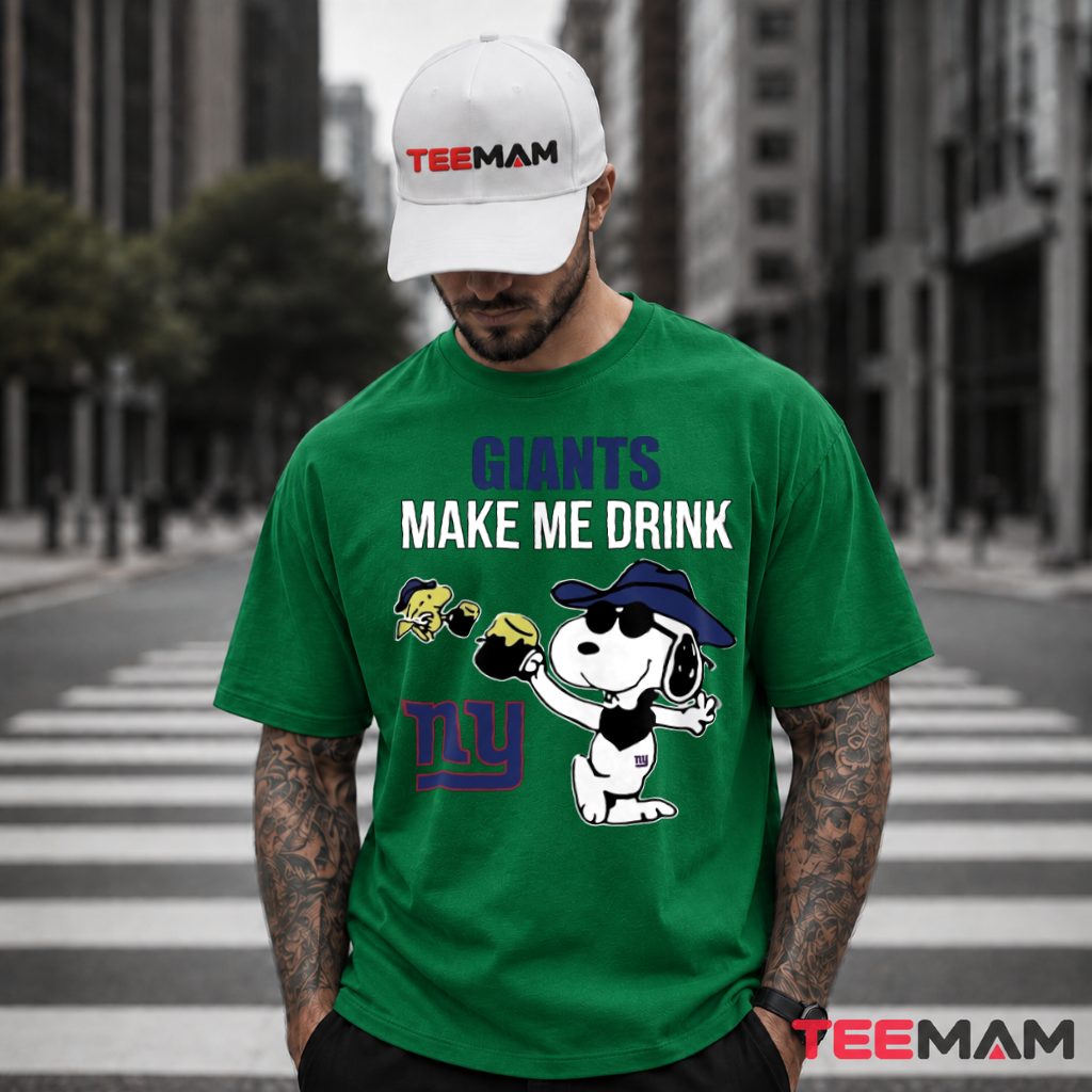 New York Giants Snoopy Make Me Drink T-Shirt
