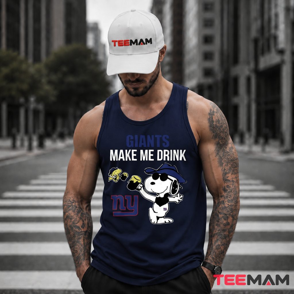 New York Giants Snoopy Make Me Drink Tank Top New York Giants Snoopy Make Me Drink Tank Top