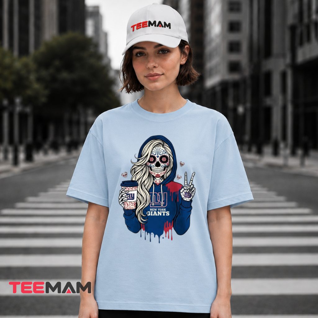 New York Giants Sugar Skull Girl Coffee T-Shirt