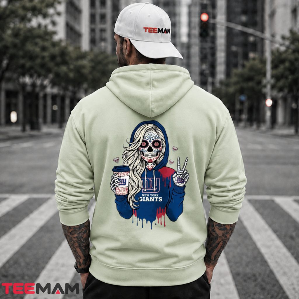 New York Giants Sugar Skull Girl Coffee Hoodie New York Giants Sugar Skull Girl Coffee Hoodie