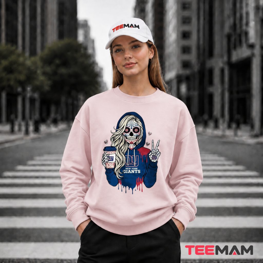 New York Giants Sugar Skull Girl Coffee Long Sleeve New York Giants Sugar Skull Girl Coffee Long Sleeve