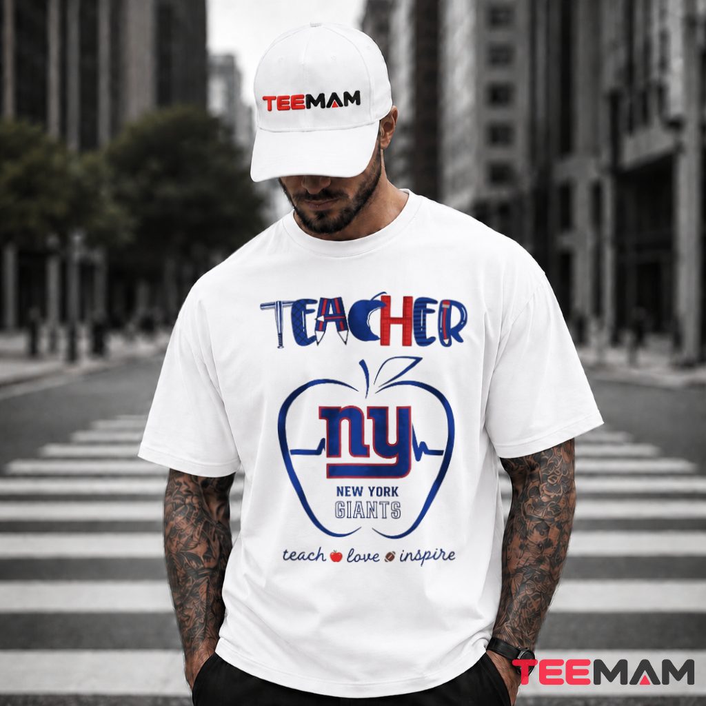 New York Giants Teacher Apple Heartbeat T-Shirt