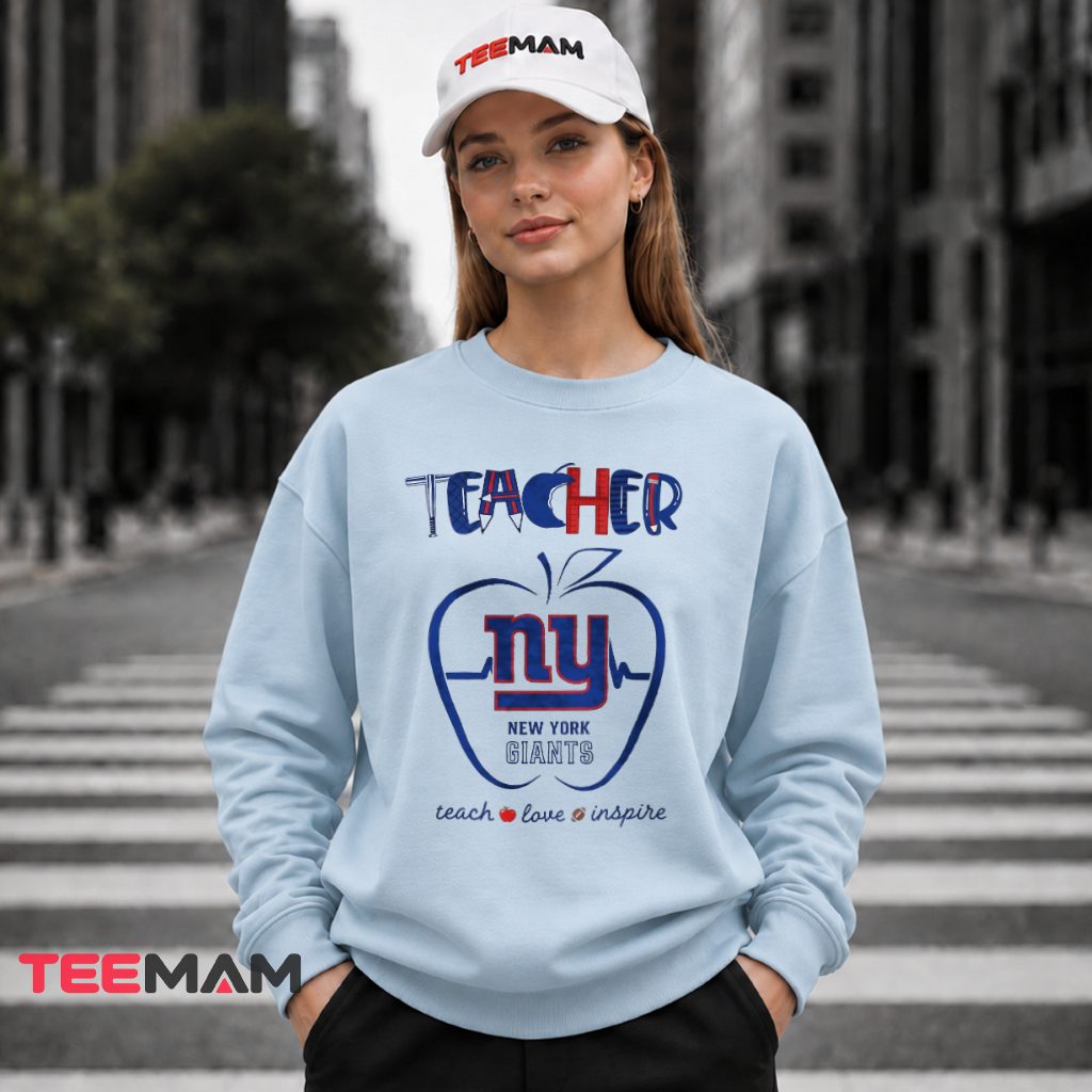 New York Giants Teacher Apple Heartbeat Long Sleeve New York Giants Teacher Apple Heartbeat Long Sleeve