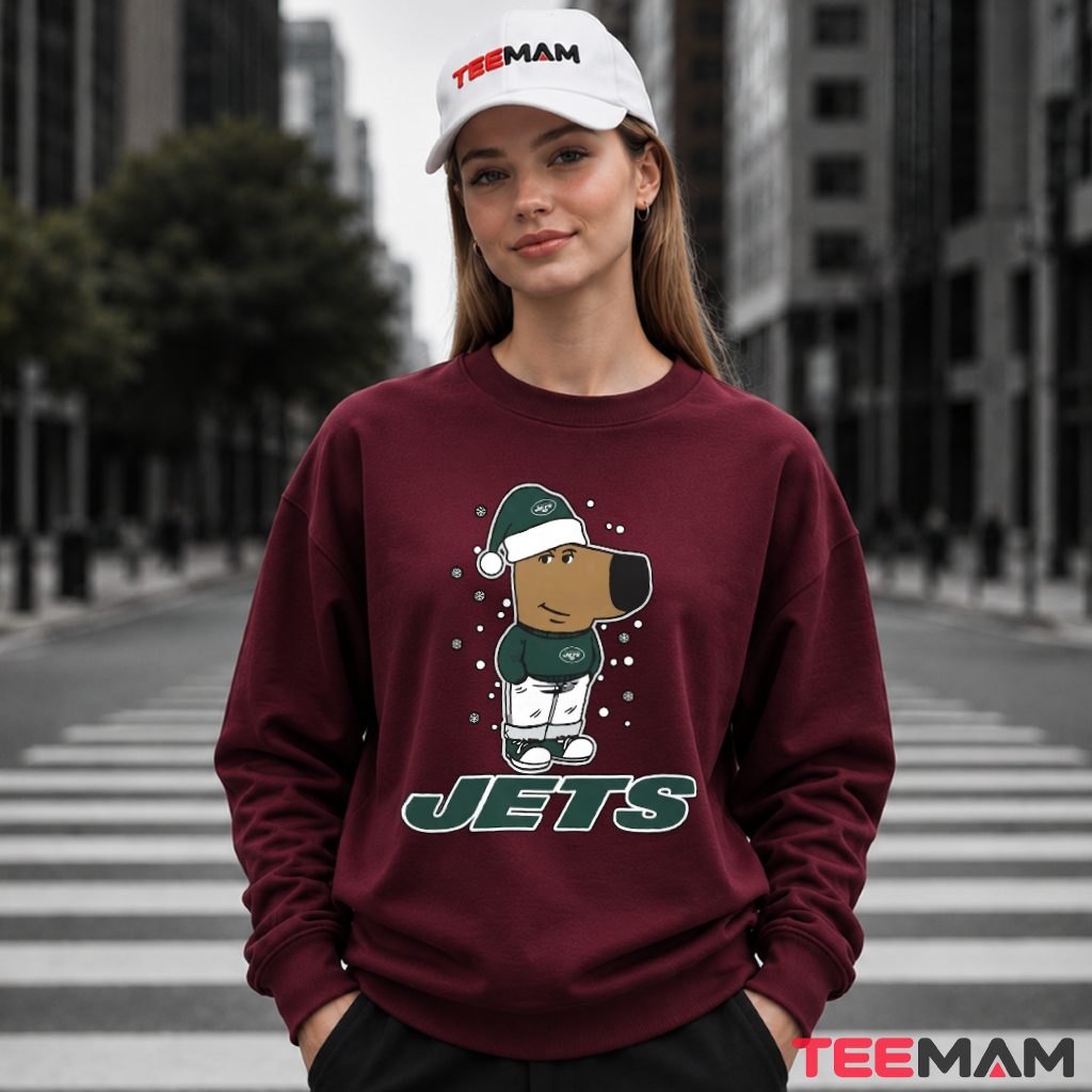 New York Jets Chill Guy Christmas Snow Long Sleeve New York Jets Chill Guy Christmas Snow Long Sleeve