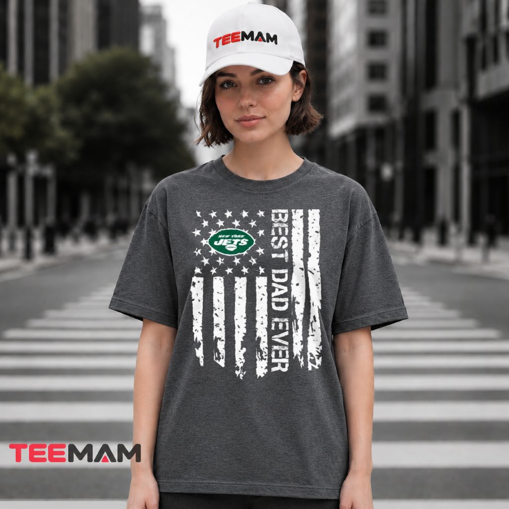 New York Jets Dad American Flag Distressed T-Shirt