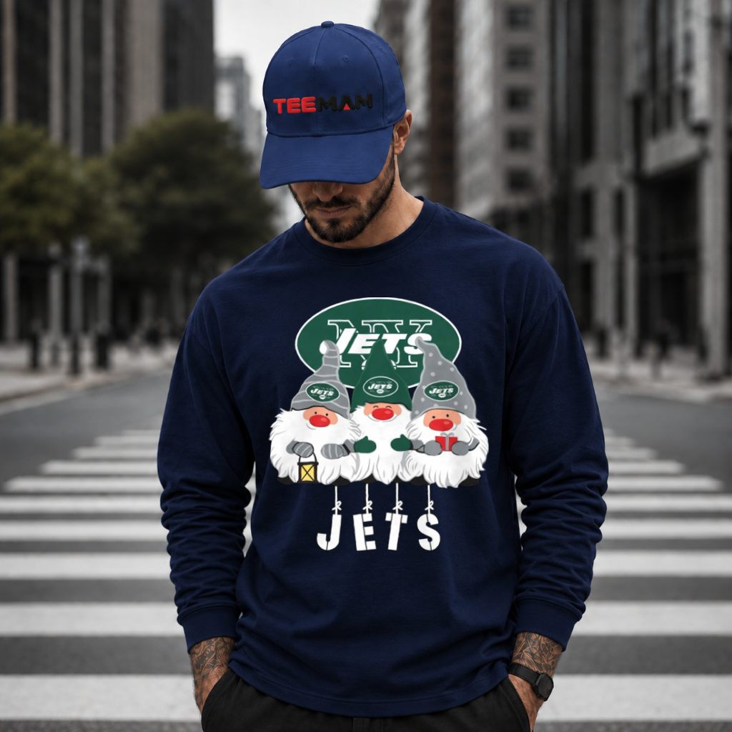 New York Jets Gnomes Christmas Holiday Football Long Sleeve New York Jets Gnomes Christmas Holiday Football Long Sleeve