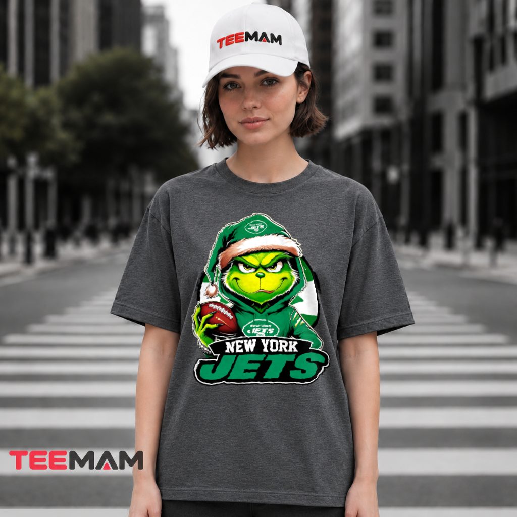 New York Jets Grinch Football Santa Hat T-Shirt