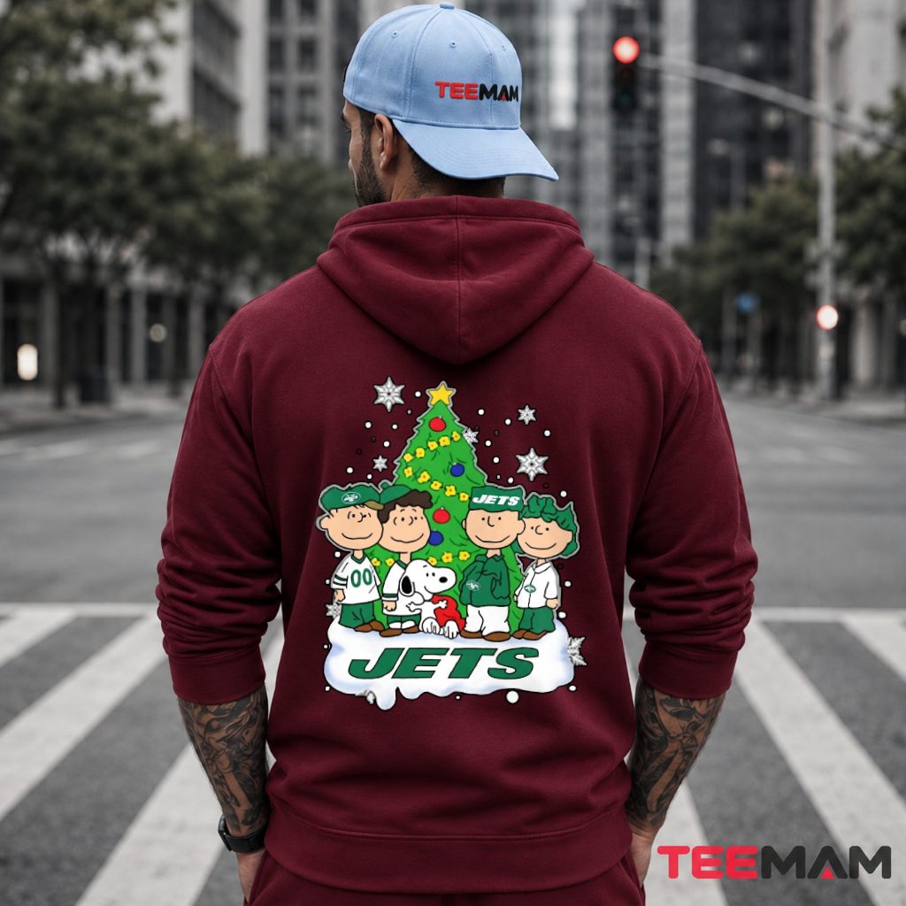New York Jets Peanuts Gang Christmas Tree Snoopy Hoodie New York Jets Peanuts Gang Christmas Tree Snoopy Hoodie