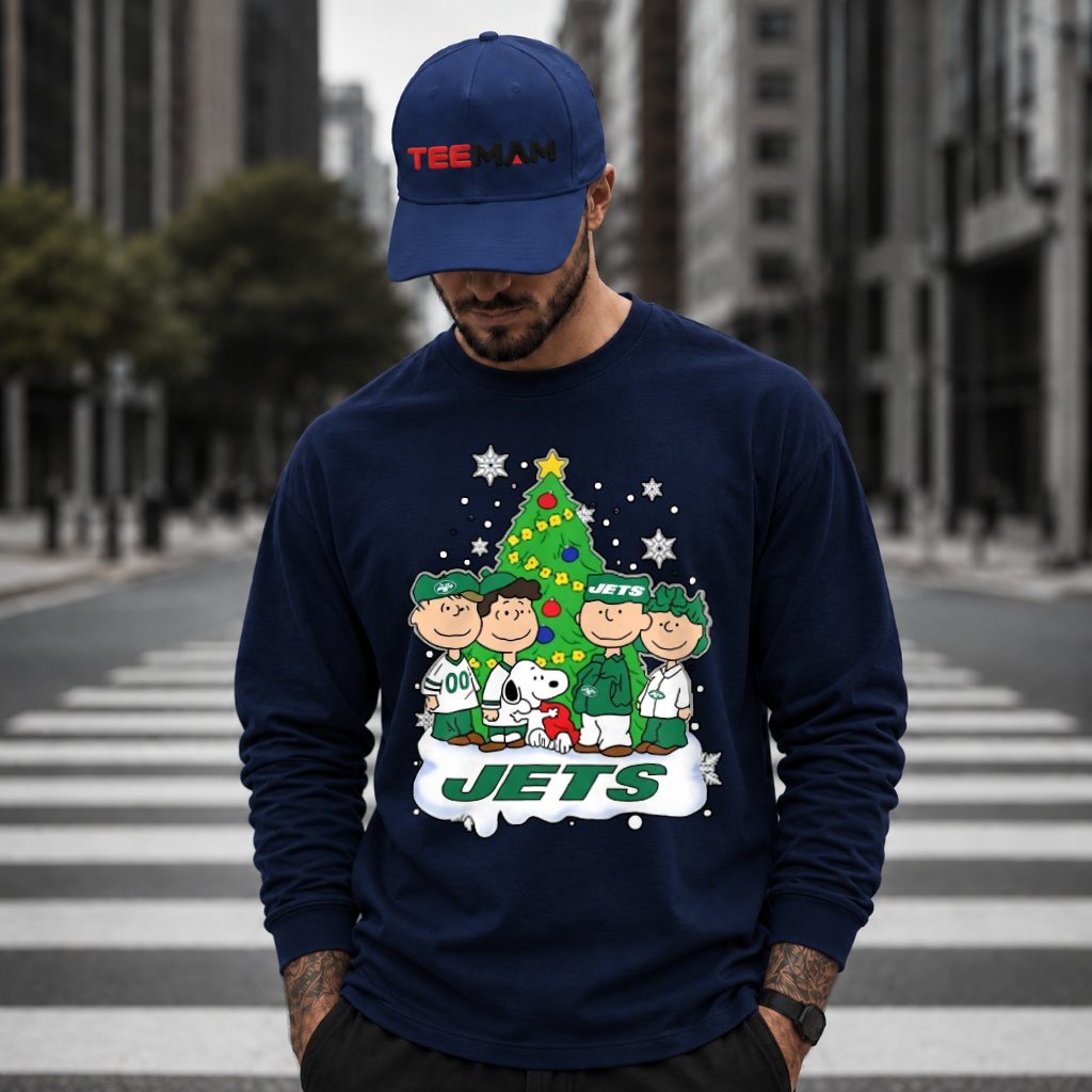 New York Jets Peanuts Gang Christmas Tree Snoopy Long Sleeve New York Jets Peanuts Gang Christmas Tree Snoopy Long Sleeve