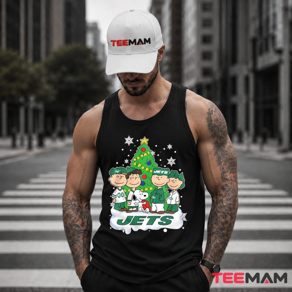New York Jets Peanuts Gang Christmas Tree Snoopy Tank Top New York Jets Peanuts Gang Christmas Tree Snoopy Tank Top