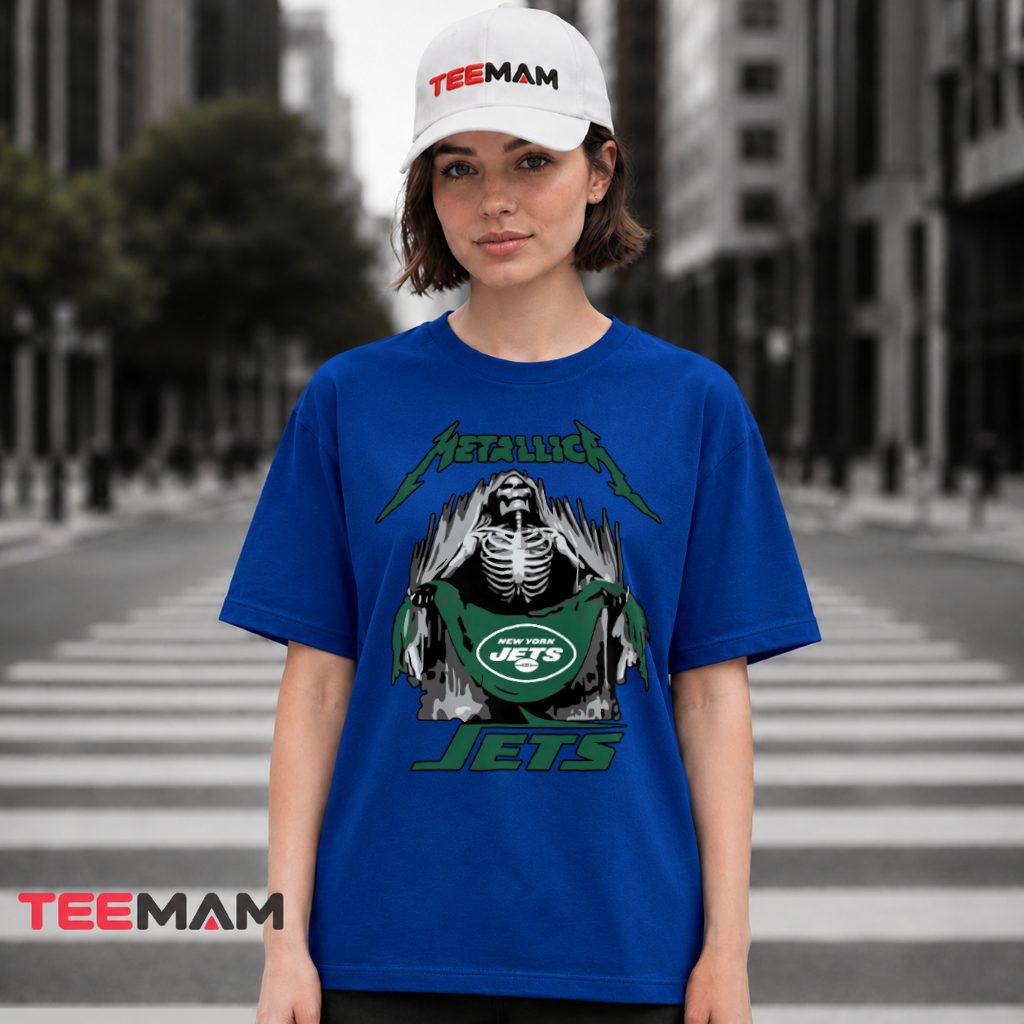 New York Jets Reaper Skeleton Curtain T-Shirt