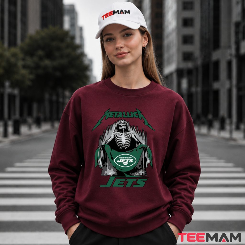 New York Jets Reaper Skeleton Curtain Long Sleeve New York Jets Reaper Skeleton Curtain Long Sleeve