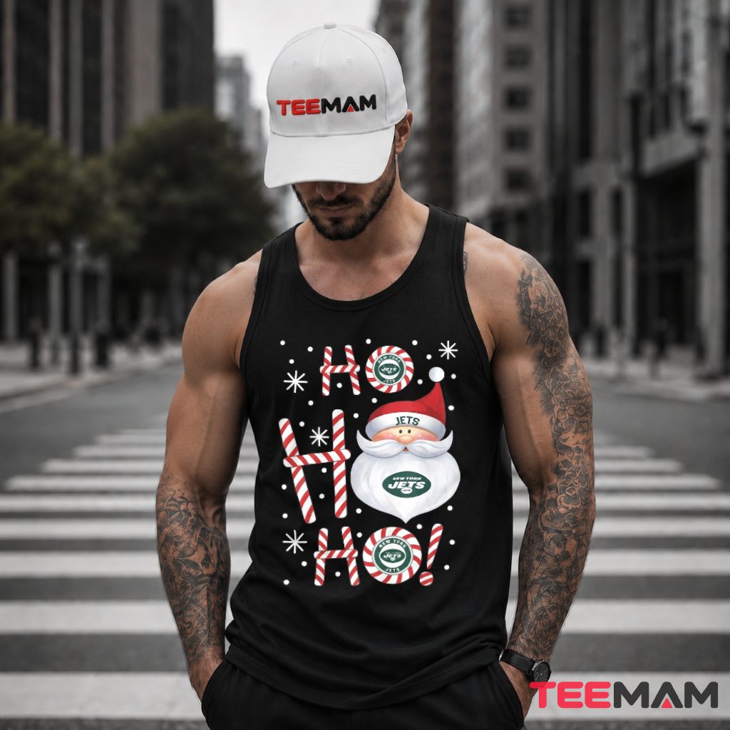 New York Jets Santa Ho Ho Candy Cane Tank Top New York Jets Santa Ho Ho Candy Cane Tank Top