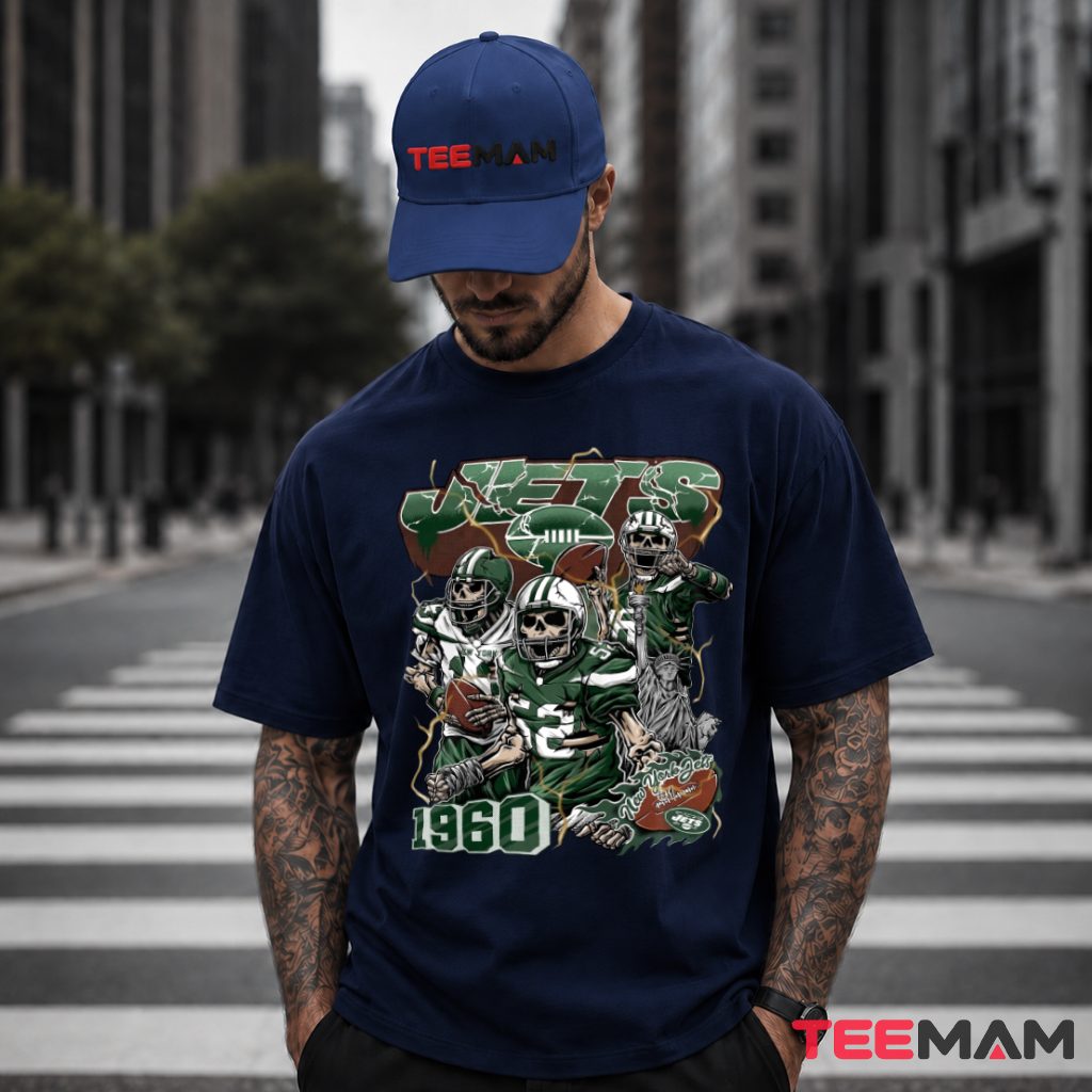 New York Jets Skull Skeleton Player 1960 T-Shirt